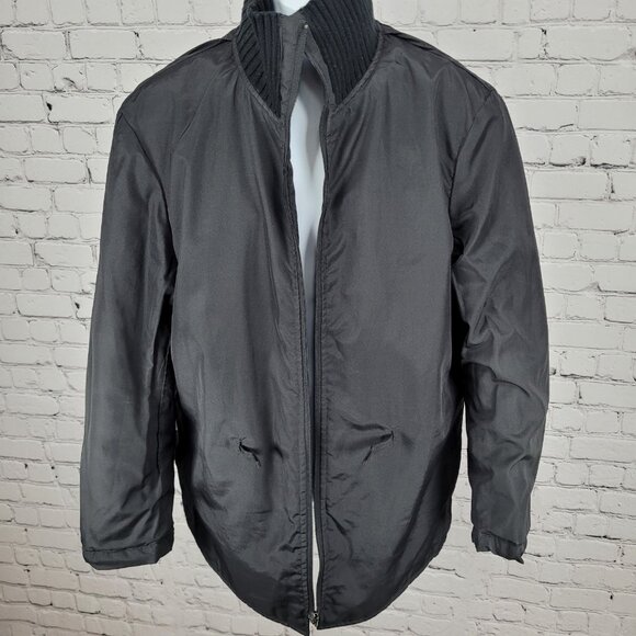 Zara Man Black Full Zip Knit Collar Lightweight Zip Pockets Jacket Size Large L - Picture 4 of 14